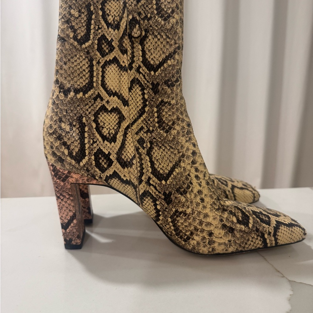 Wandler Beige Snake Print Heeled Boots